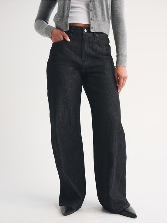 Abercrombie & Fitch Denim - Abercrombie & Fitch Black High-Rise Wide-Leg Jeans Curve Love